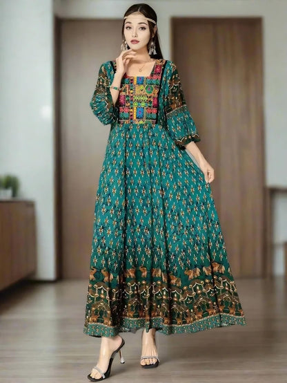 Ethnic Collection Embroidered Cotton Maxi Dress